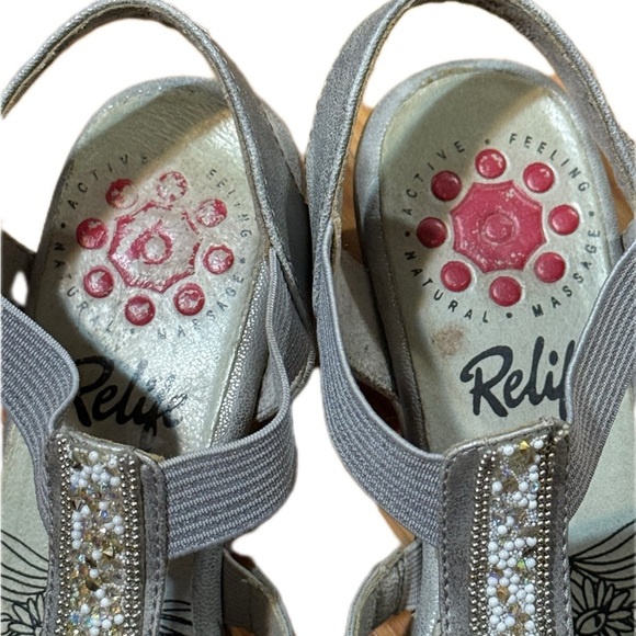 Silver Strappy Sandals with Rhinestone Detail - Picture 3 of 4